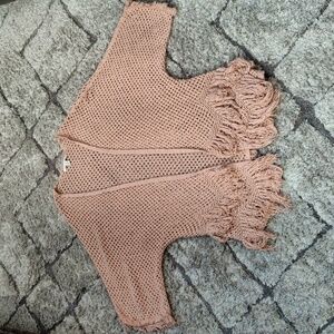 American Eagle Outfitters Open Knit Fringe Cardigan